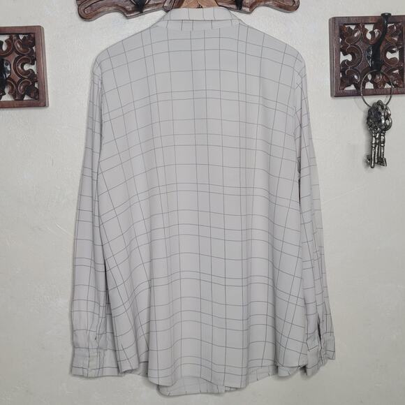 Eileen Fisher Windowpane Ivory Point Collar Lightweight Button Down Shirt✨️XL - Picture 7 of 10